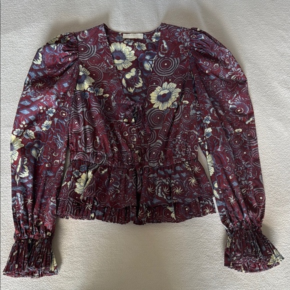 Ulla Johnson Tops - Ulla Johnson Floral Burgundy Women's Blouse